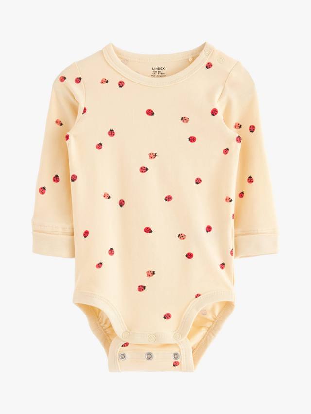 

Детское боди с божьей коровкой с длинным рукавом Lindex, цвет Light Yellow