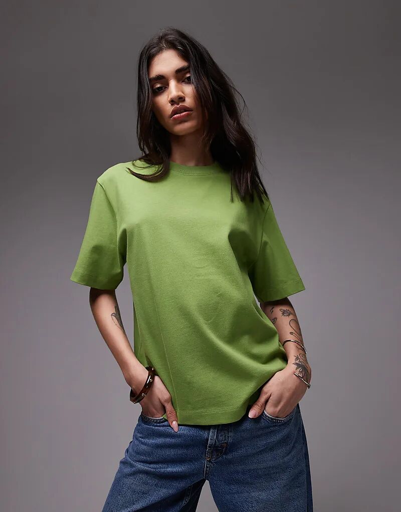 

Базовая футболка Topshop премиум-класса с коротким рукавом зеленого цвета