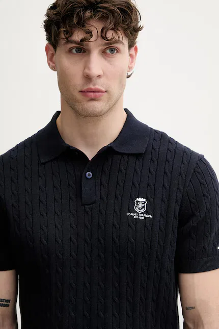 Поло вязаное Tommy Hilfiger, синий — фото 4