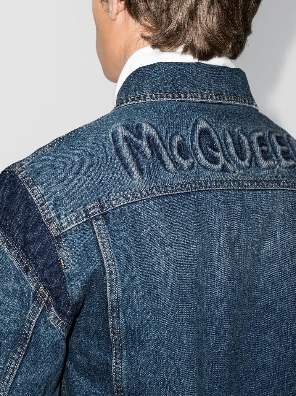 Джинсовая куртка с тисненым логотипом Alexander Mcqueen, синий — фото 4