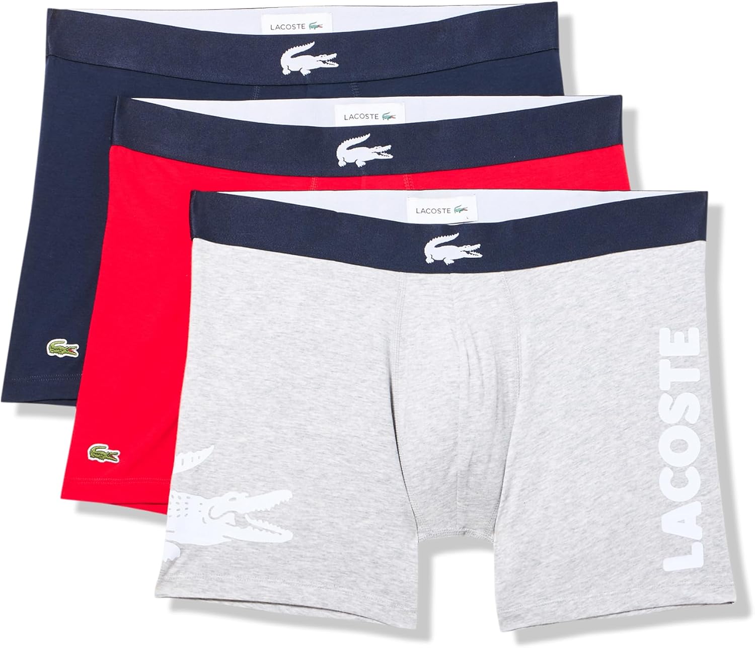 

Lacoste мужские хлопковые боксеры Big Croc Print, 3 шт, Navy Blue/Grey/Red