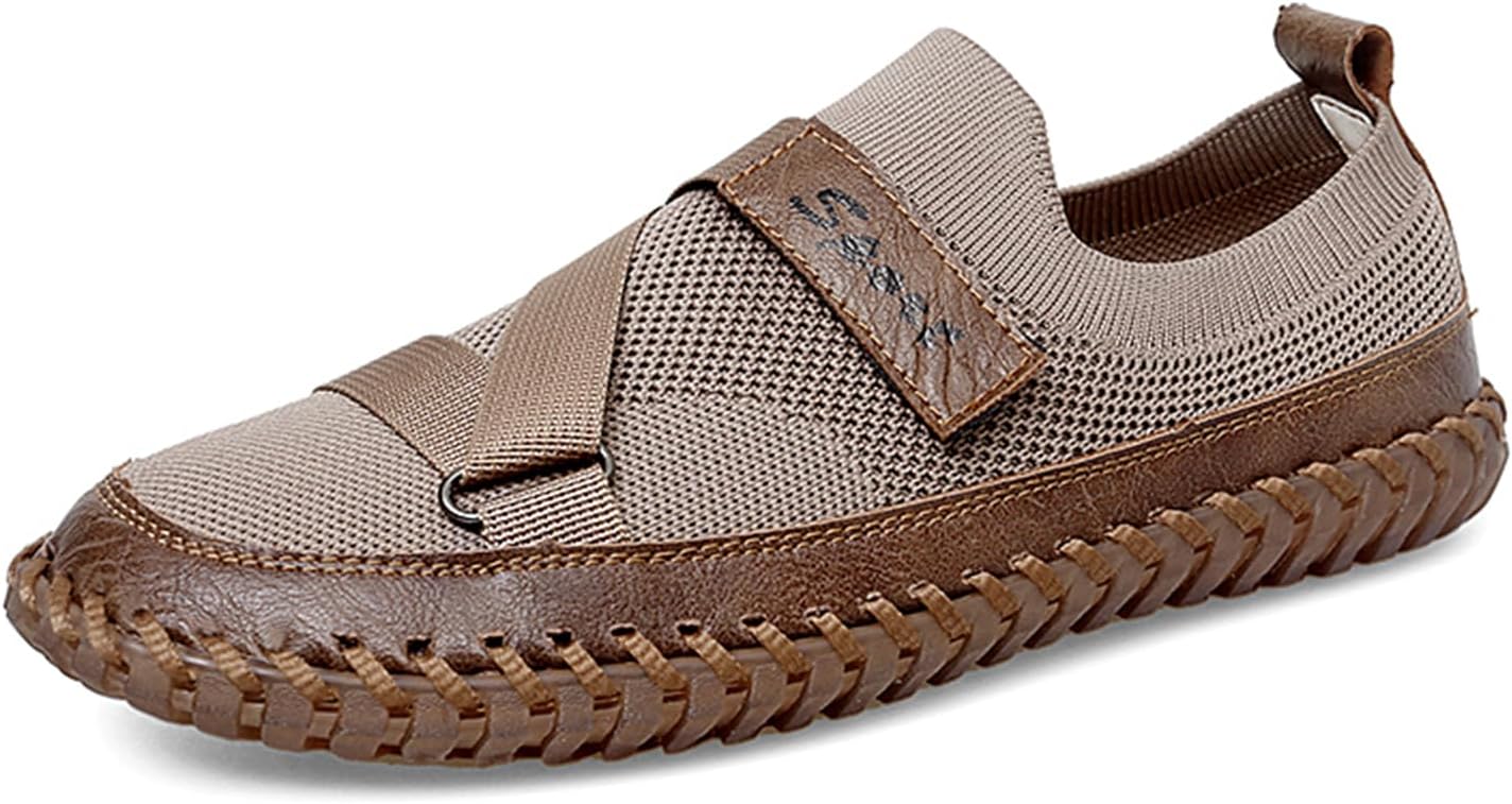 

Мужские вязаные кроссовки Dacnakby для ходьбы, мокасины с эластичной лямкой, гибкая резиновая подошва, дышащие и удобные кроссовки, коричневый