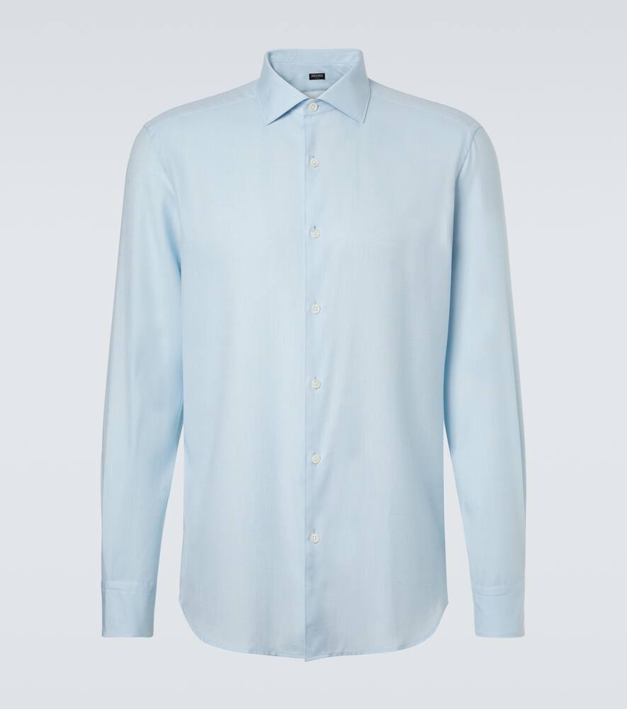 

Хлопковая рубашка с кашемиром Zegna, Light Blue