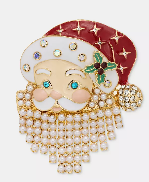 

Брошь в виде Санты с паве и искусственным жемчугом, эксклюзив от Macy's Holiday Lane, multi