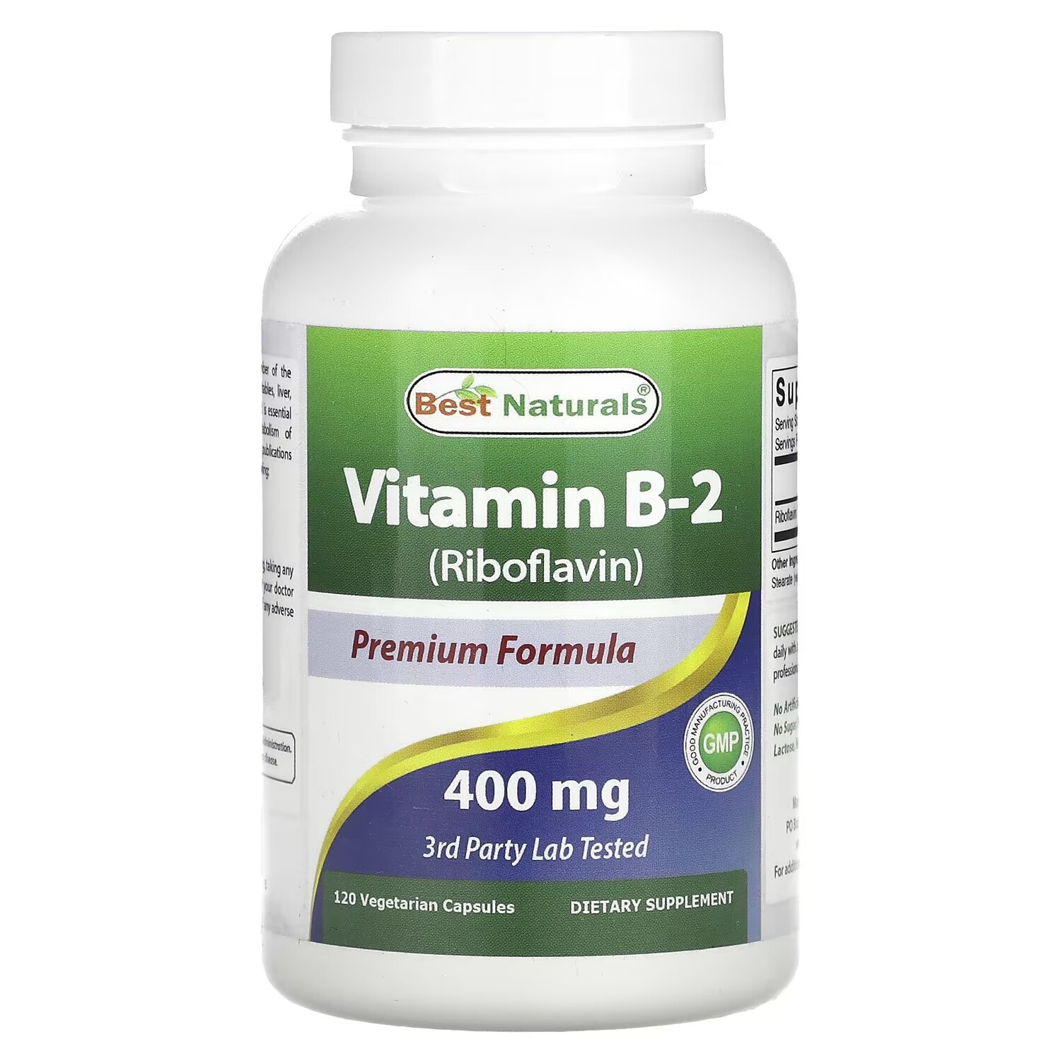 

Best Naturals Витамин B-2 (рибофлавин) 400 мг 120 вегетарианских капсул
