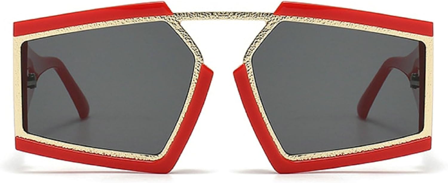 

Модные многоугольные солнцезащитные очки для женщин, стильные очки с градиентными линзами, винтажный дизайн, роскошная отделка металлом, защита от УФ-излучения UV400 mincl, Red