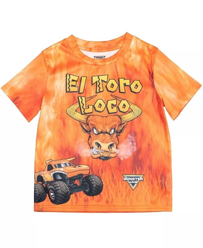 

Футболка Grave Digger El Toro Loco Mohawk Warrior Максимальное разрушение Monster Truck для малышей, Дети Мальчики Monster Jam, серый