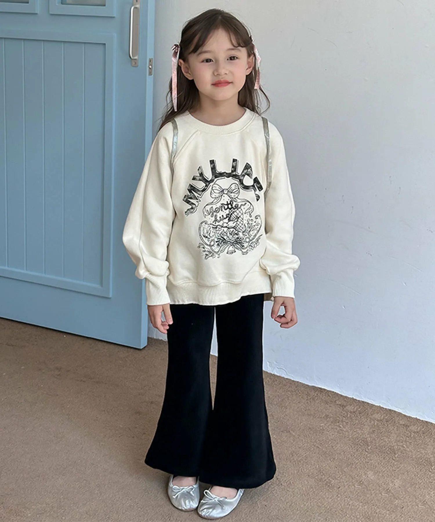 Детские ретро-брюки-клеш из вельвета Aimoha Kids, black — фото 4