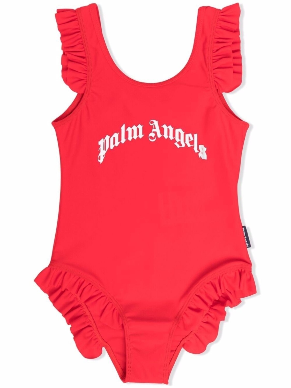 

Palm Angels Kids купальник с оборками и логотипом, красный