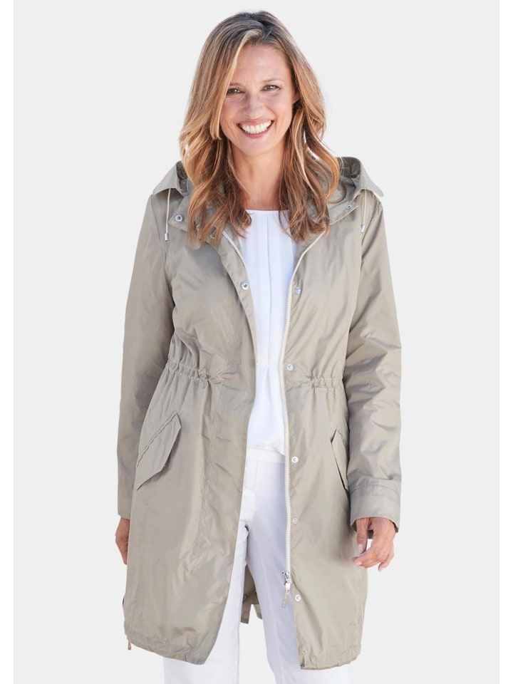 

GOLDNER Короткий размер: Легкая парка. Модная, функциональная непромокаемая парка каменного цвета