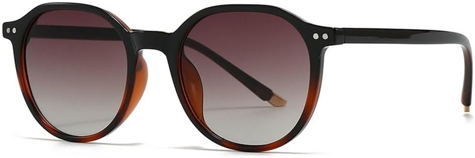 

Популярные модные круглые солнцезащитные очки для женщин, винтажные, с заклепками, панк, мужские, сине-зеленые, с УФ-защитой UV400, градиентные солнцезащитные очки SKFGNX, Black Amber Tea