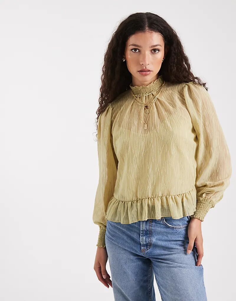 

Блузка New Look Burnout из шифона светло-зеленого цвета