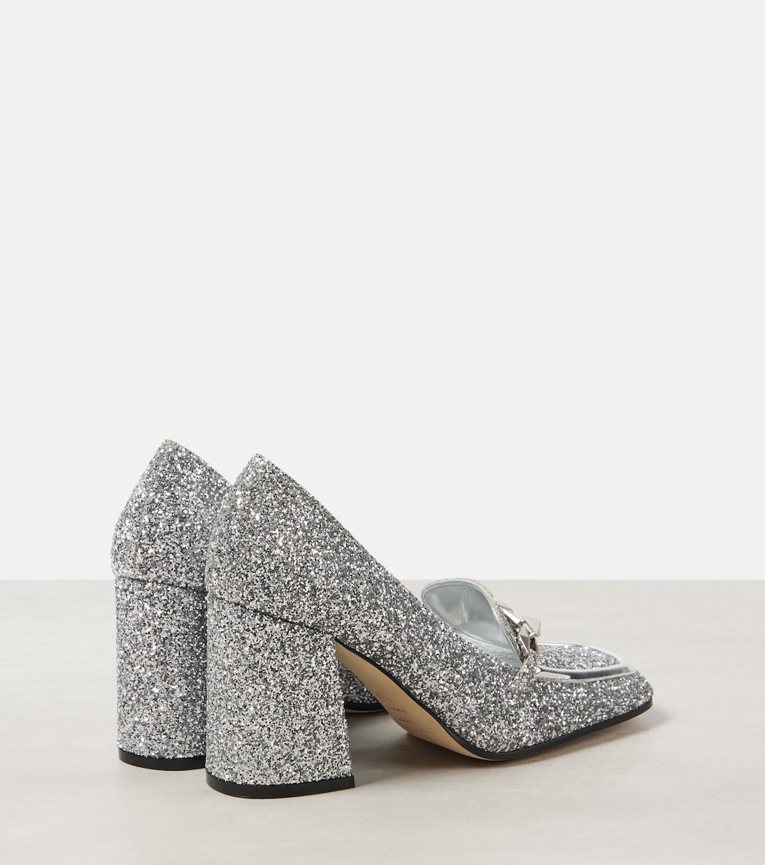 Туфли-лоферы Diamond Tilda 85 с блестками Jimmy Choo, серебряный — фото 3