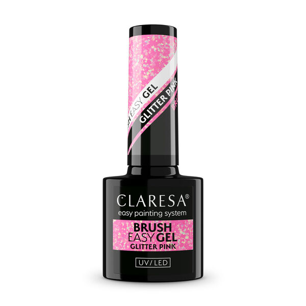 

Гель-лак для ногтей с блестками розового цвета, 5 г Claresa Nails Brush easy gel, цвет glitter pink