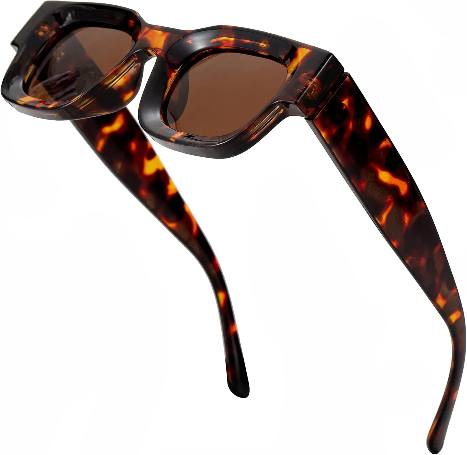 

Солнцезащитные очки в стиле ретро прямоугольной формы с поляризацией для женщин и мужчин с маленьким лицом, массивная квадратная оправа, защита UV400 Teumire, A06 Tortoise/Brown