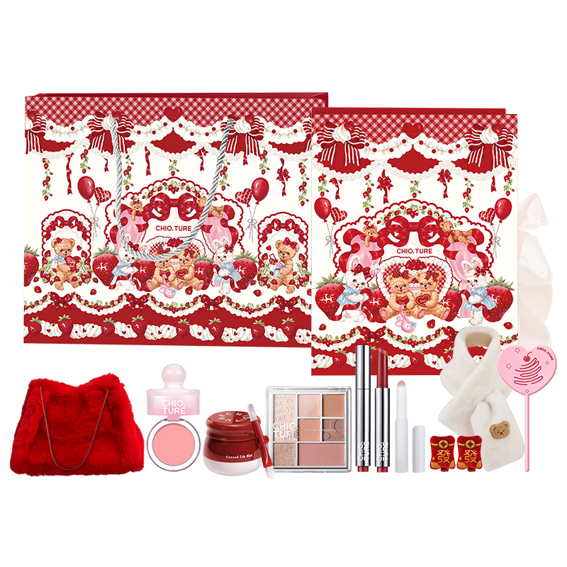 Набор для макияжа Christmas Box 10 Pcs Set: жидкая помада, румяна, тени для век CHIOTURE, style d — фото 4