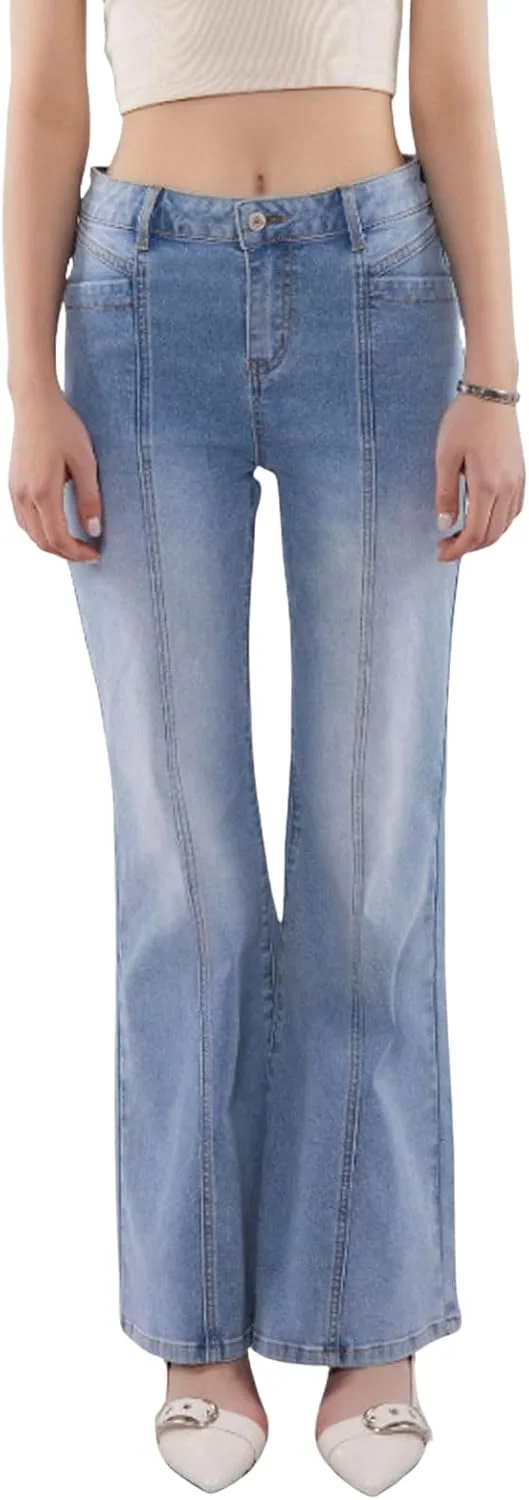 

ebossy женские винтажные бочкообразные джинсы mid rise casual slim wide leg