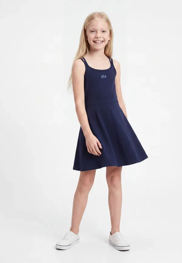Платье-футболка с логотипом Gap, модель jersey dress, темно-синий