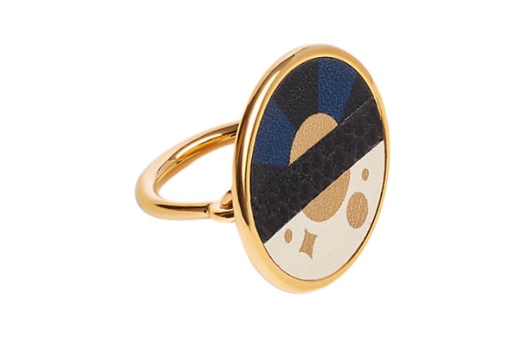 

Металл, позолоченный, кожа ящерицы, кольца из телячьей кожи Women's Gold HERMES, золотой