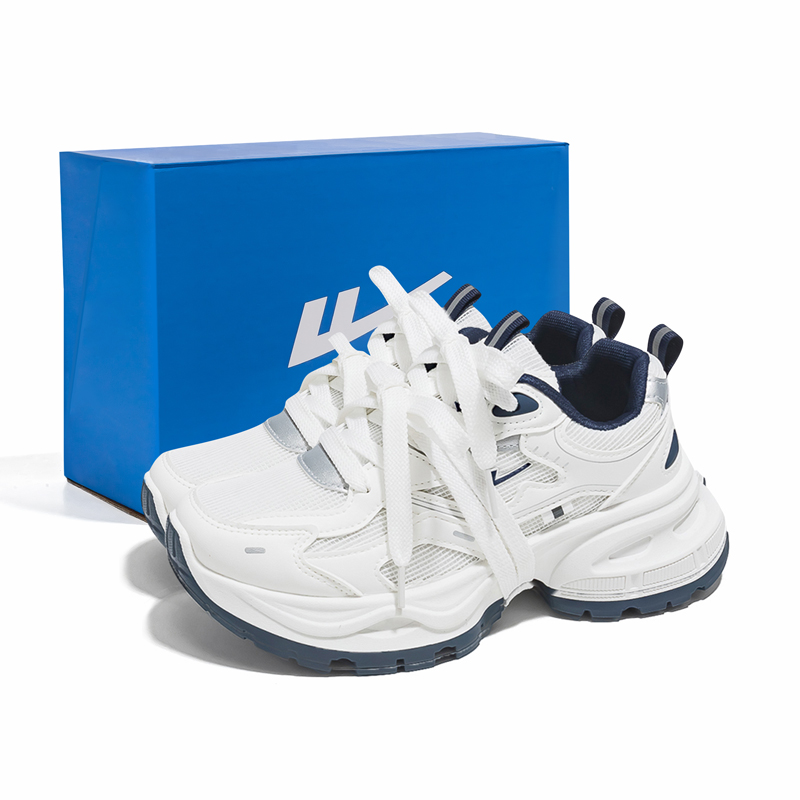

WARRIOR Низкие массивные кроссовки унисекс бело-темно-синие на шнуровке, цвет White/Dark Blue (Lace-Up)
