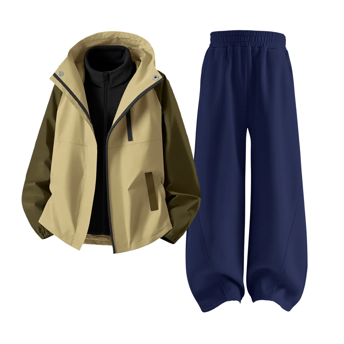 Детский спортивный костюм с воротником-стойкой на флисе Disney, [Thickened Thermal]Di H Triangle Hook-and-Loop K Chestnut Brown+Solid Color Black+Solid Color Navy Blue