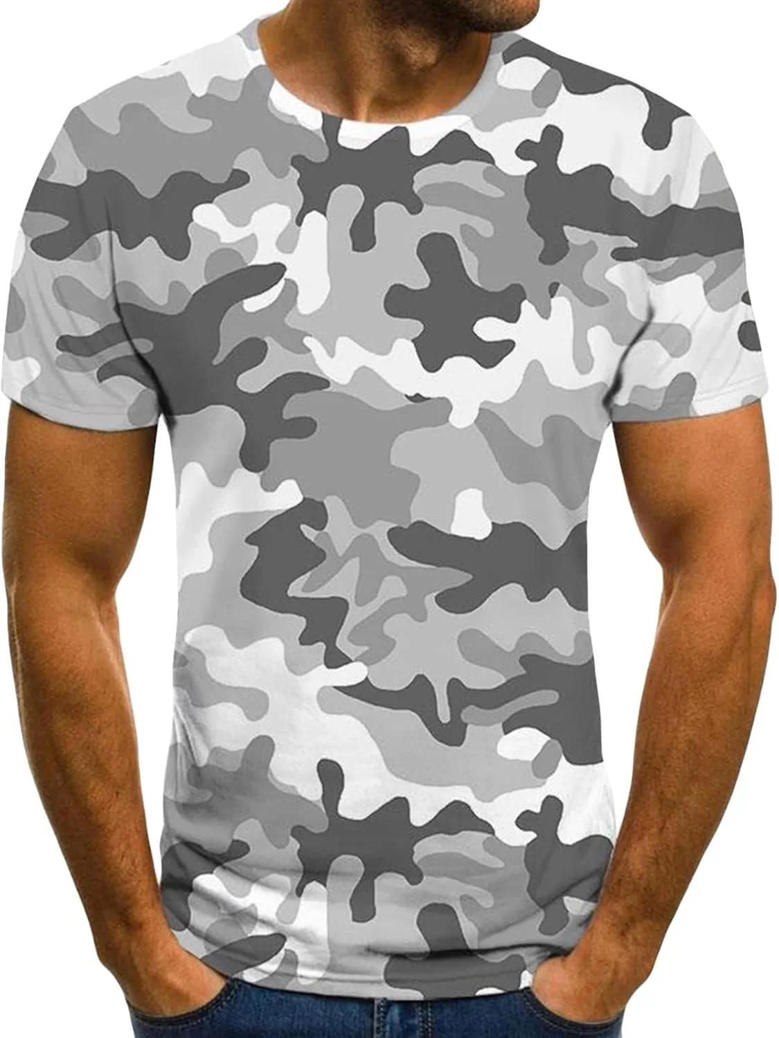 

Майифу-GJ мужская футболка Camo Crewneck Stretchy Camouflage Maiyifu-GJ