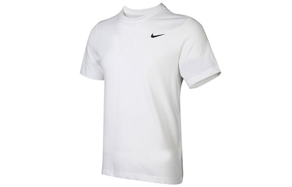 Футболка dri-fit crew solid round neck training short sleeve white Nike, белый — фото 2
