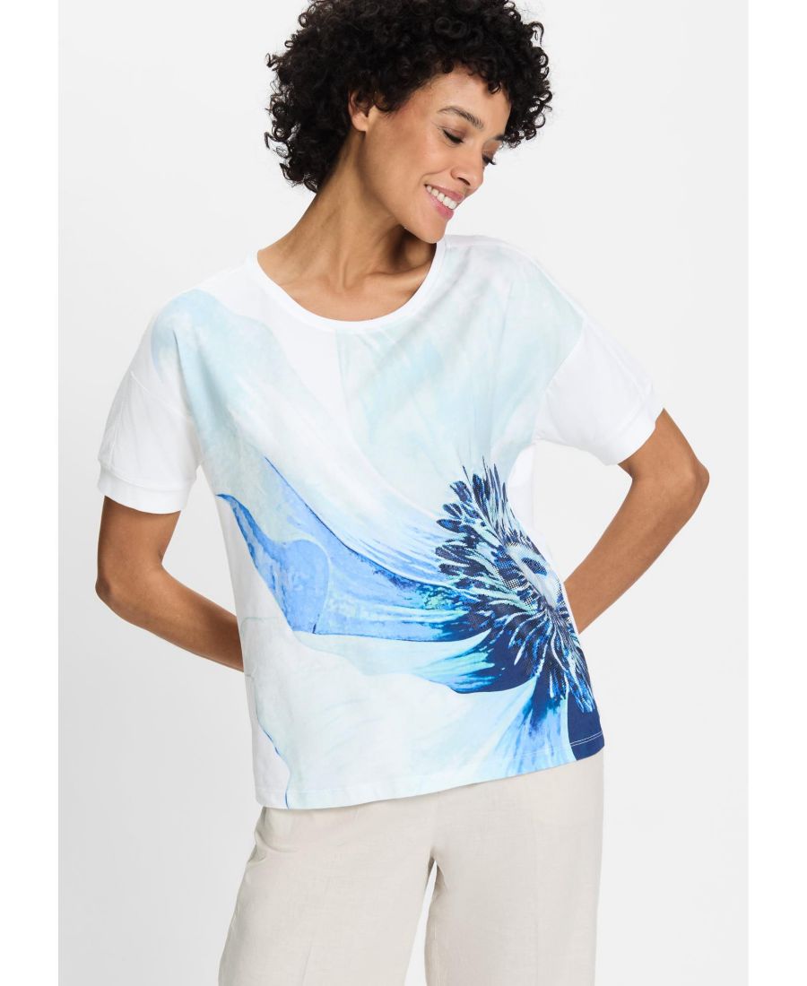 

Женская футболка с крупным цветочным принтом Olsen, Aqua mint, Зеленый, Женская футболка с крупным цветочным принтом Olsen, Aqua mint