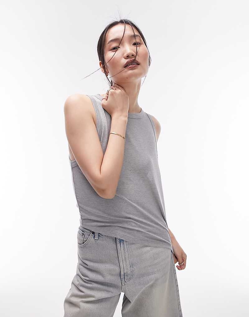 

Topshop – Мягкая майка серо-зеленого цвета свободного кроя