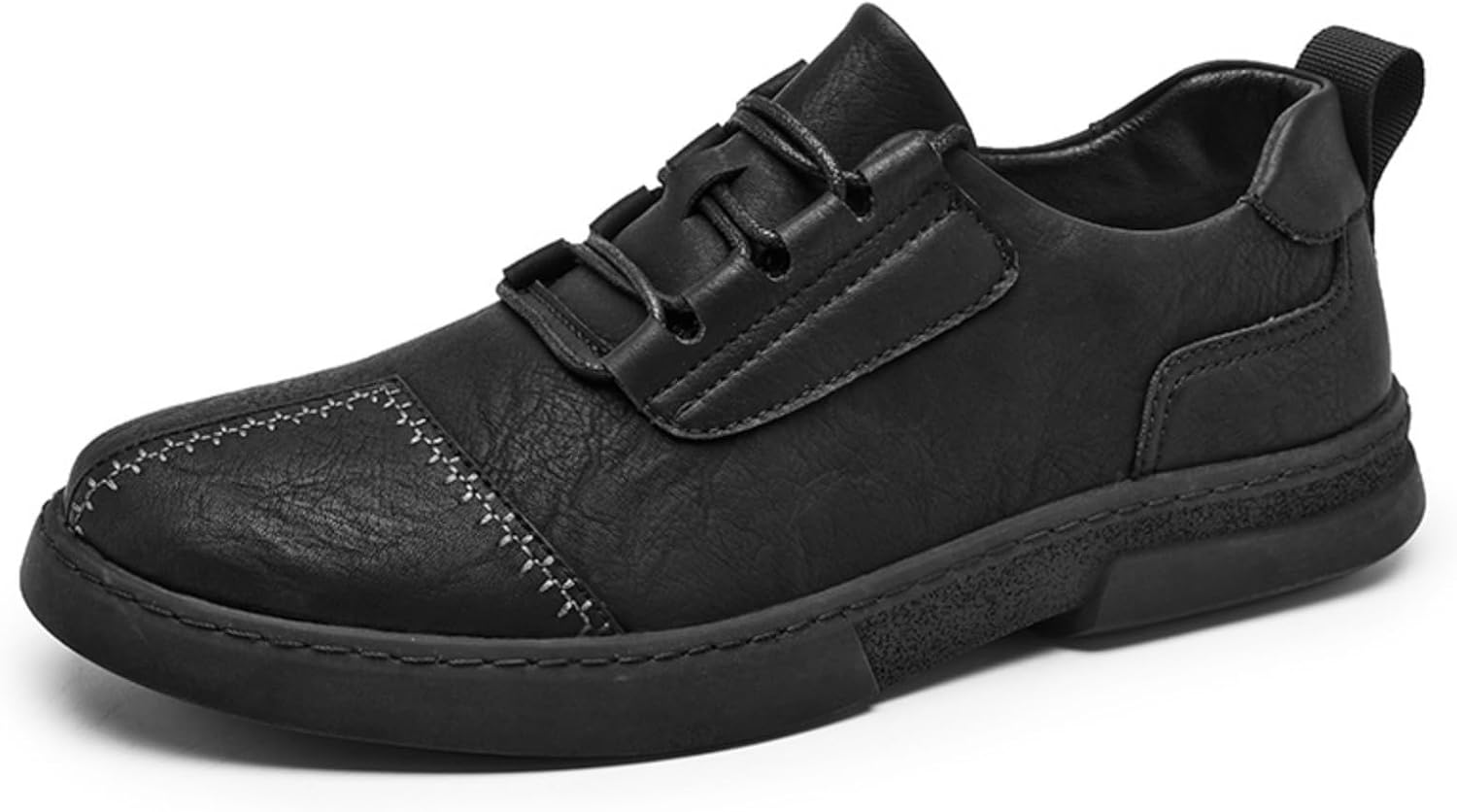 

Мужские оксфорды из кожи с фактурной строчкой для офиса и поездок- противоскользящая резиновая подошва, вентилируемая стелька, удобная петля для надевания Kelibasi, черный