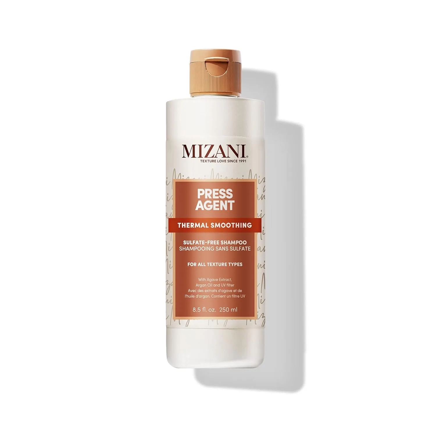 Шампунь MIZANI Press Agent без сульфатов - терморазглаживающий - увлажняет волосы при термоукладке, сушке феном и выпрямлении утюжком. Подходит для сухих и вьющихся волос. С аргановым маслом. 251 мл (.), Pink