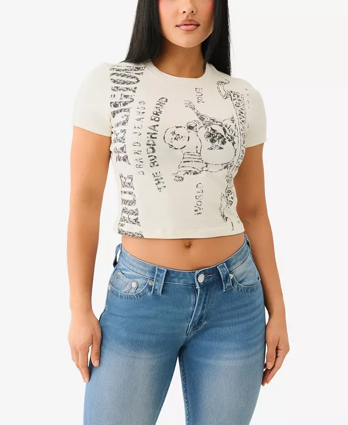 

Женская футболка SS Heritage Logo Baby Crewneck True Religion, белый