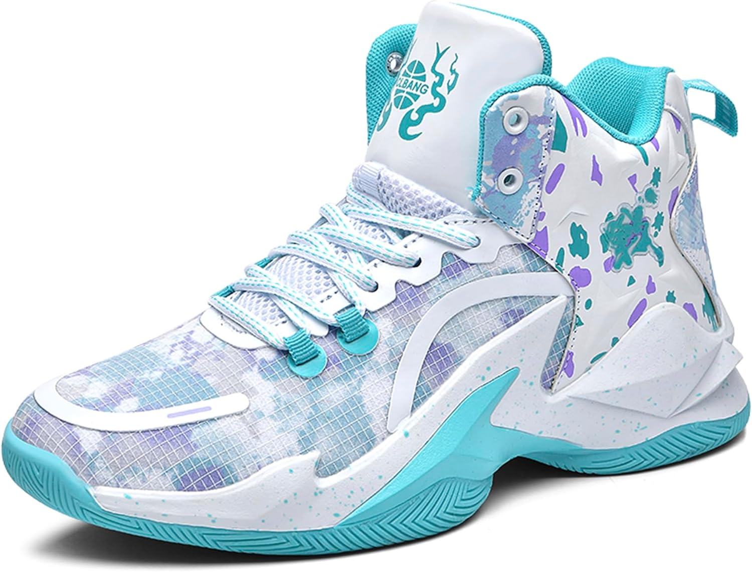 

Мужские баскетбольные кроссовки, дышащие, с противоскользящей подошвой, модные, с граффити, для тренировок и улицы Kniaiwx, белый/зеленый