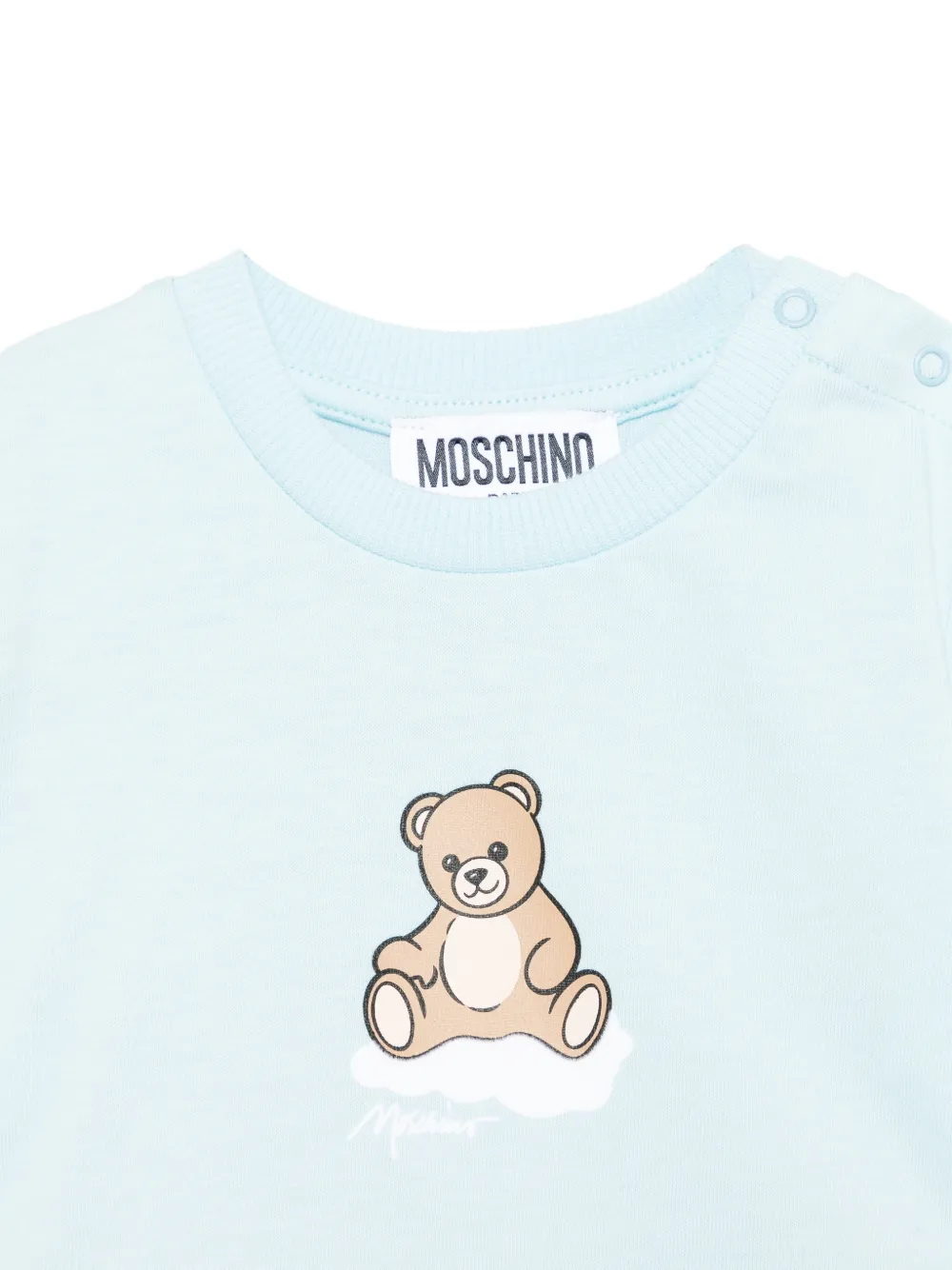 Комплект для малышей: шорты и футболка с принтом мишки Moschino Kids, синий — фото 3