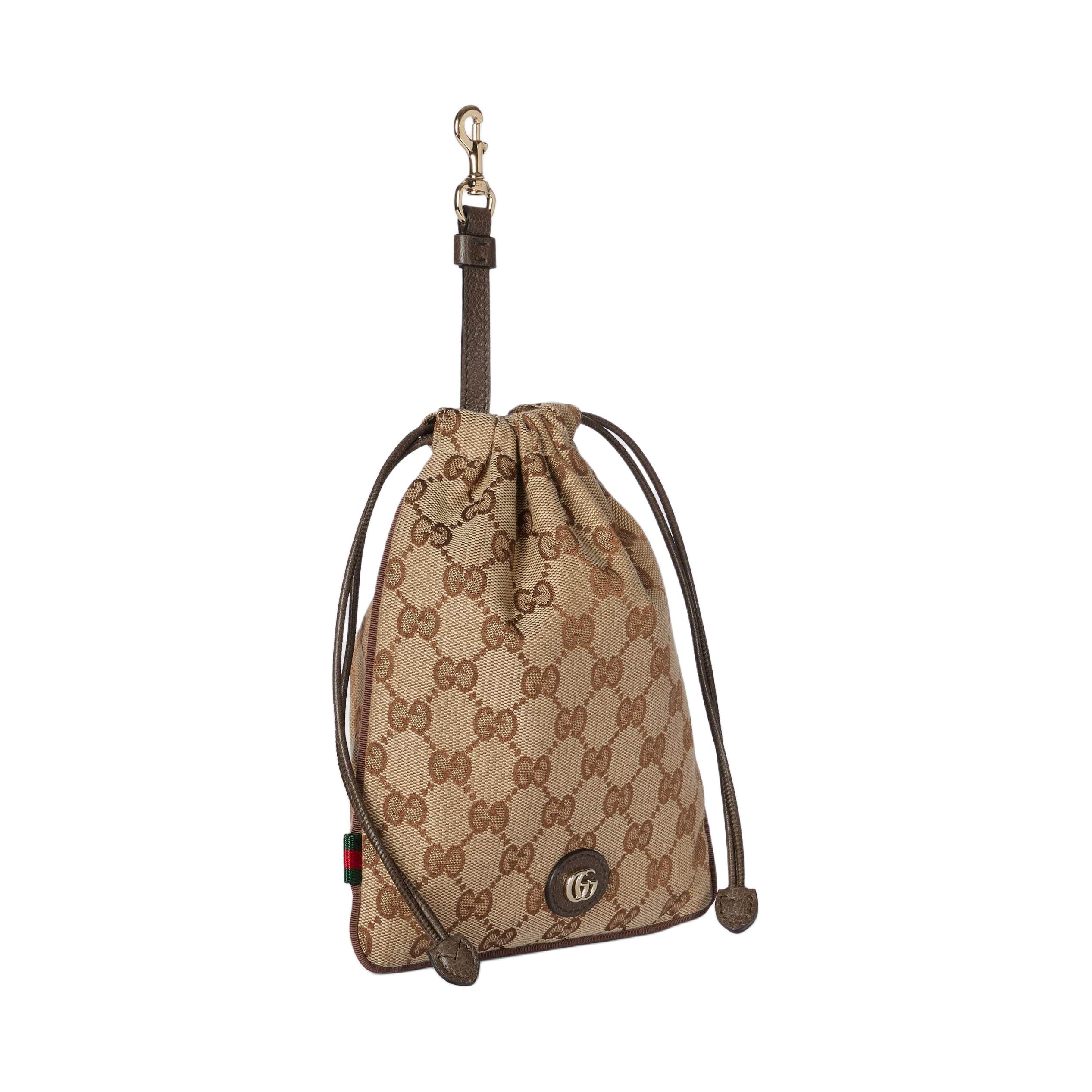 GUCCI Холщовая сумка клатч мини кошелек унисекс коричневый — фото 2