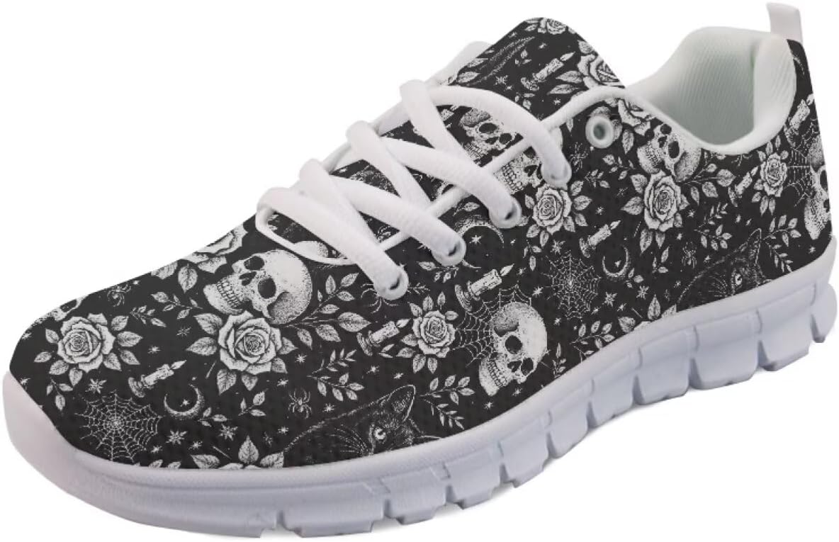

Кроссовки Forchrinse для женщин и мужчин, повседневные обувь на шнуровке, дышащие легкие теннисные кроссовки для тренировок и ходьбы, Skeleton Flower Print