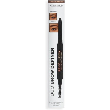 

Makeup Revolution Duo Карандаш для определения бровей с кисточкой среднего коричневого цвета