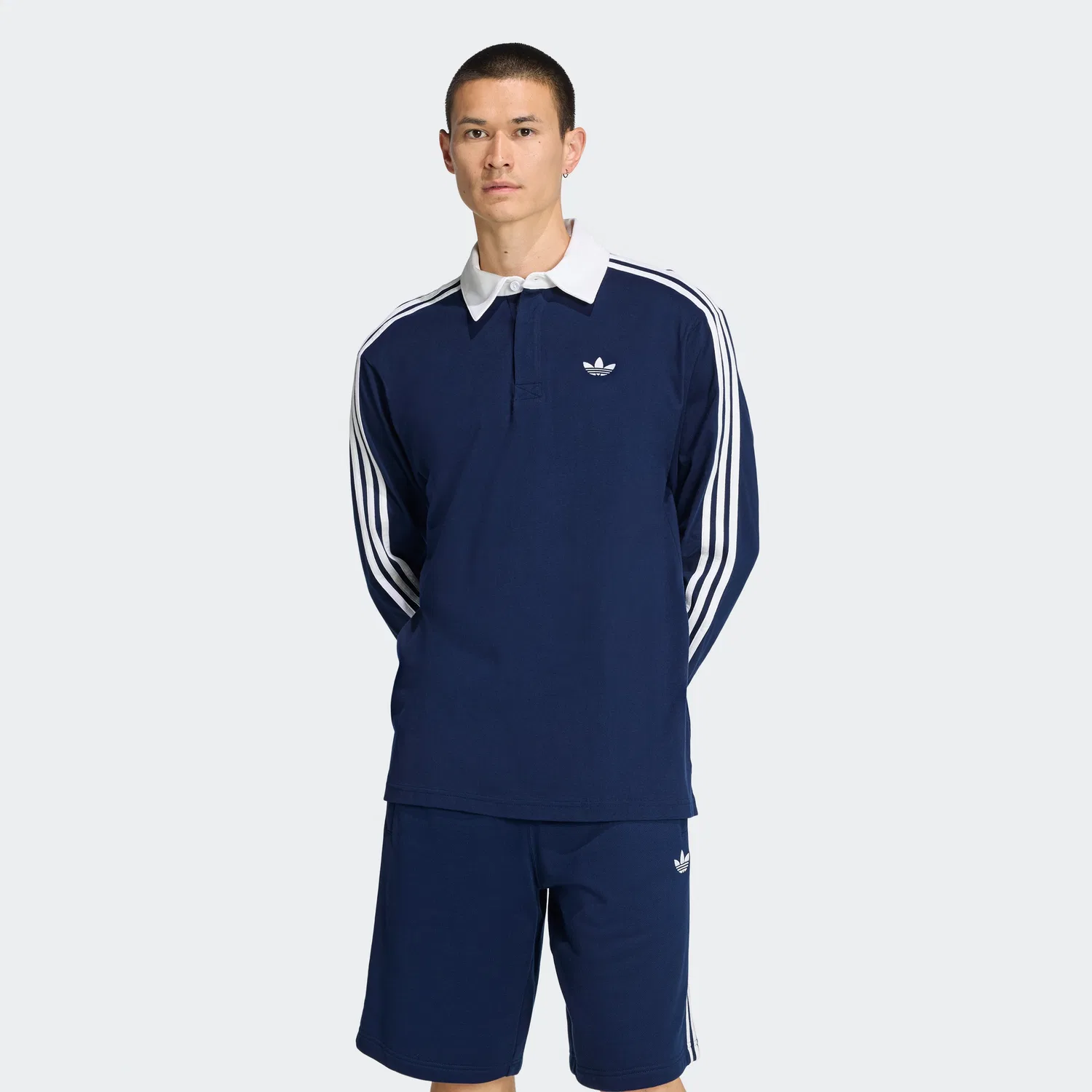 Мужское поло-регби с тремя полосками цвета Night Indigo от Adidas