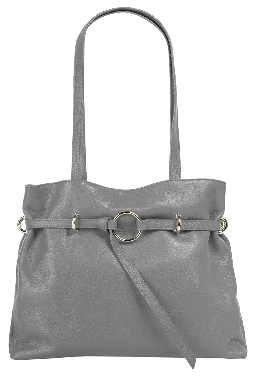 

Сумка с ручкой Samantha Look, натуральная кожа, производство Италия, серый