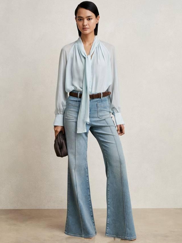 

Блузка Tina с длинными рукавами и воротником-галстуком из смесового шелка Reiss