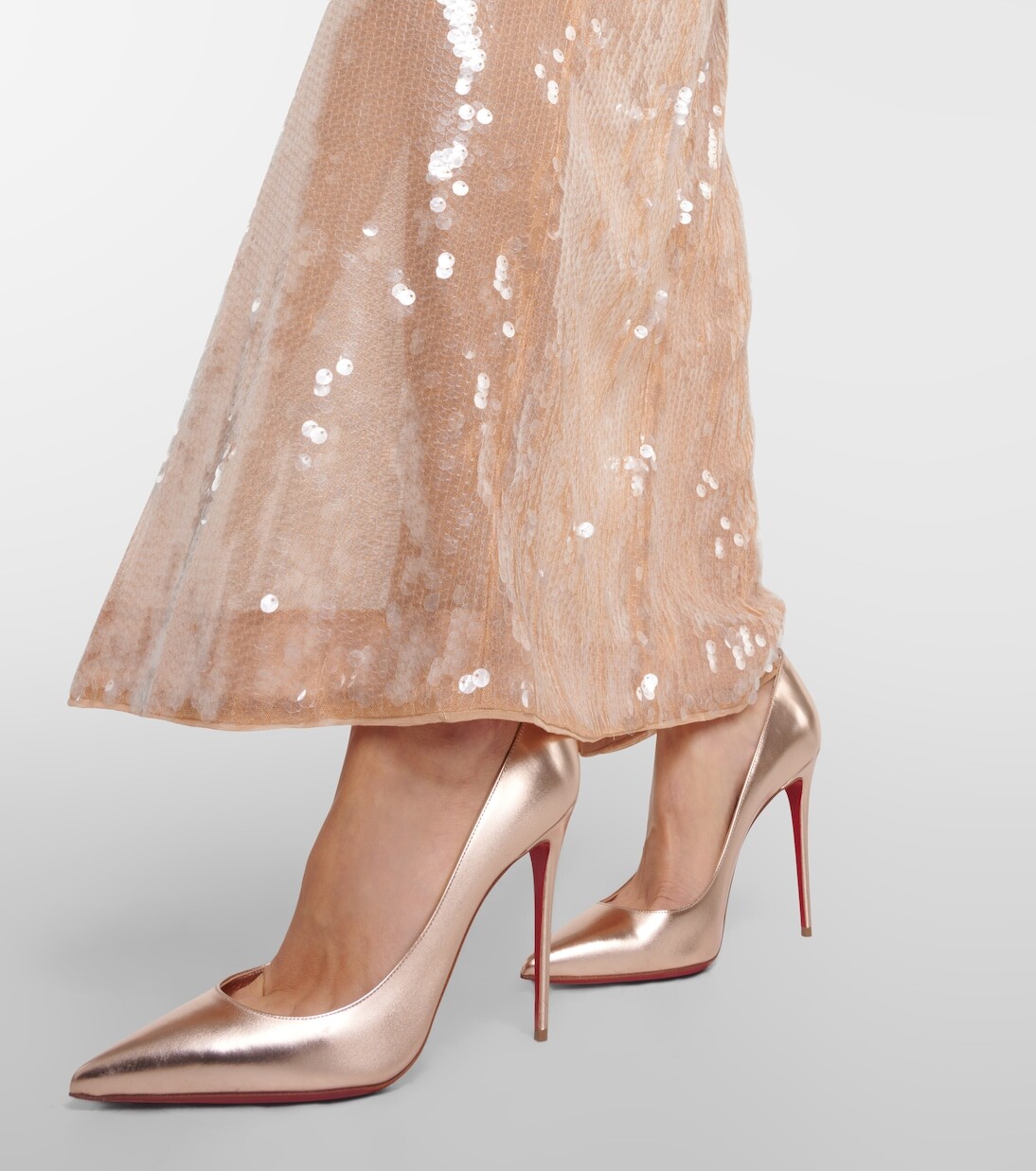 Кожаные туфли kate 100 с эффектом металлик Christian Louboutin, коричневый — фото 4