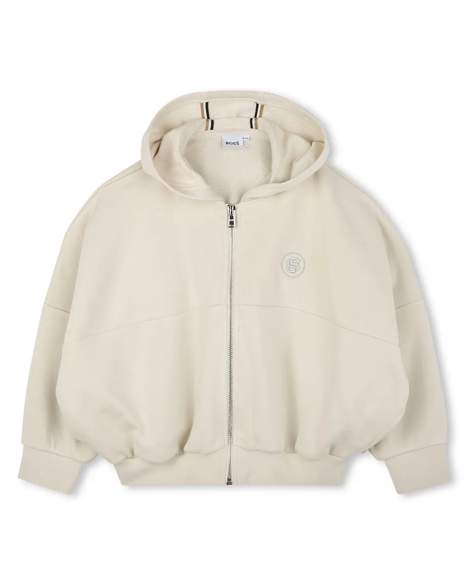 

Куртка для девочек с капюшоном и застежкой-молнией BOSS Kidswear, цвет Crudo