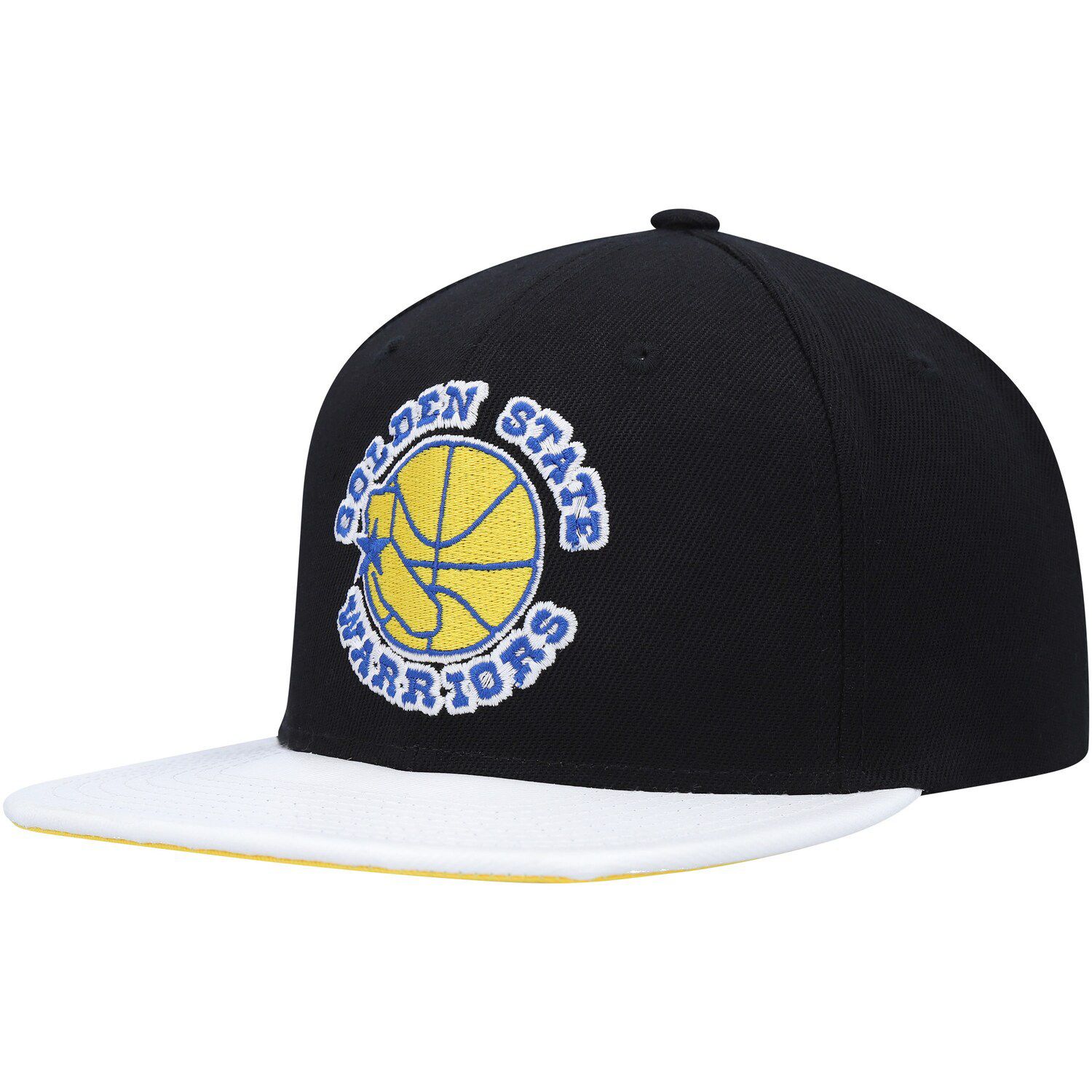 

Мужская кепка Mitchell & Ness черно-белая Golden State Warriors Hardwood Classics Wear Away Visor Snapback Hat