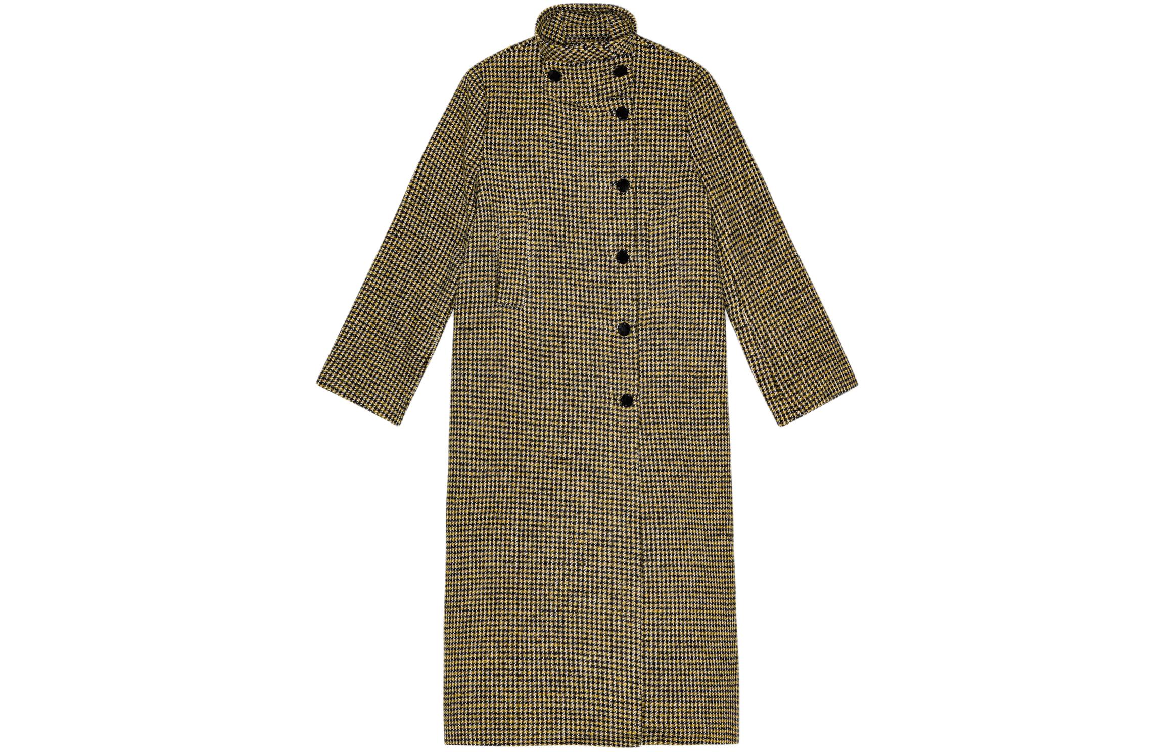 

GANNI Шерстяное клетчатое пальто женское коричневое, Brown
