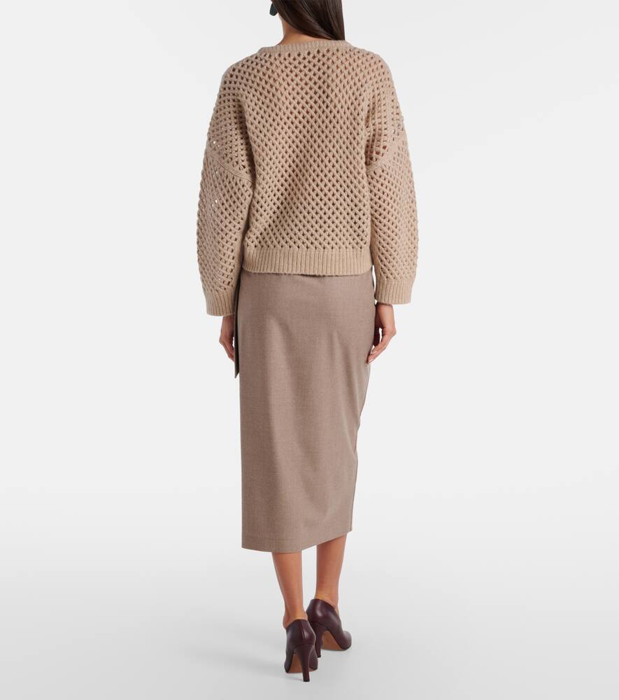Эссен свитер из кашемира и шелка с открытой вязкой Max Mara, Cacha Chiaro — фото 3