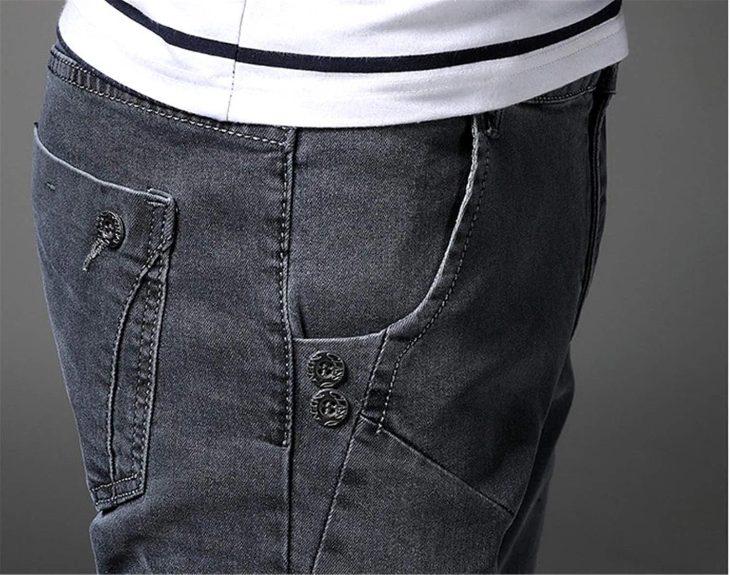 Джинсы slim-fit, серый — фото 4