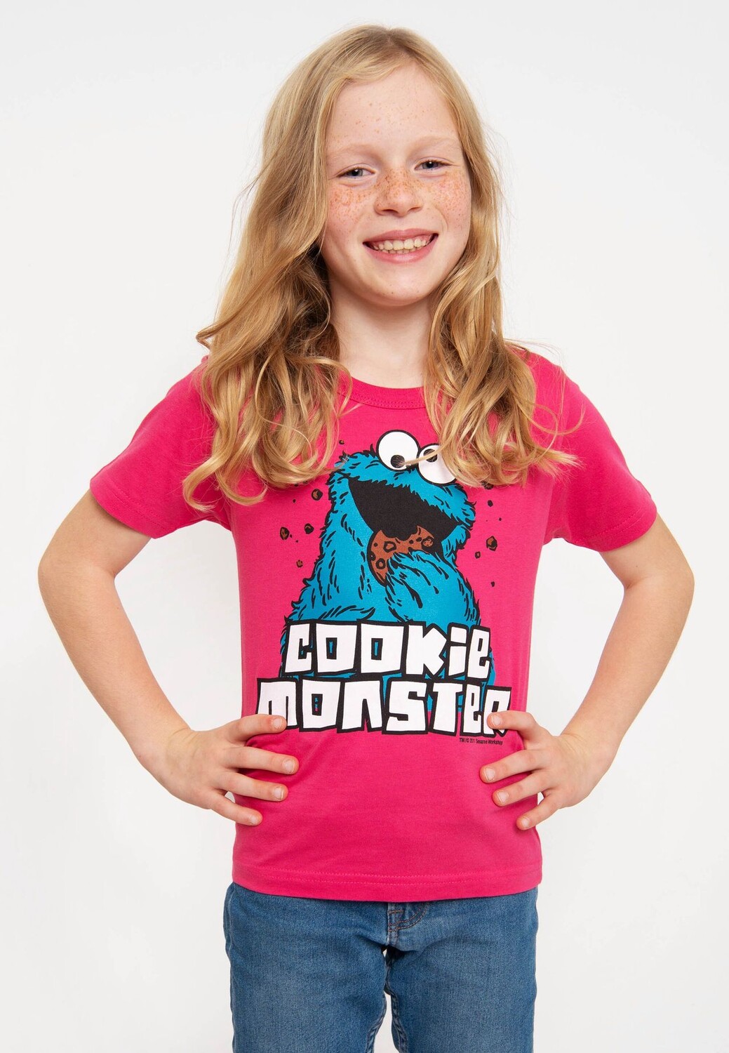 Футболка Organic Kids «Улица Сезам» - Cookie Monster LOGOSHIRT, розовый — фото 3