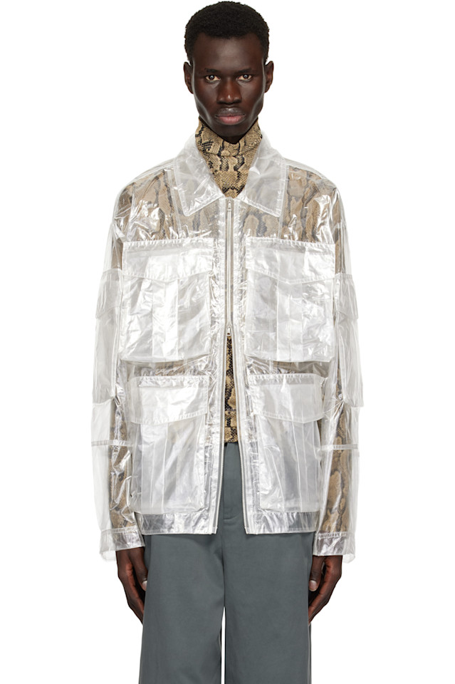 

Прозрачная нейлоновая куртка Dries Van Noten, цвет transparent, Серый, Прозрачная нейлоновая куртка Dries Van Noten, цвет transparent