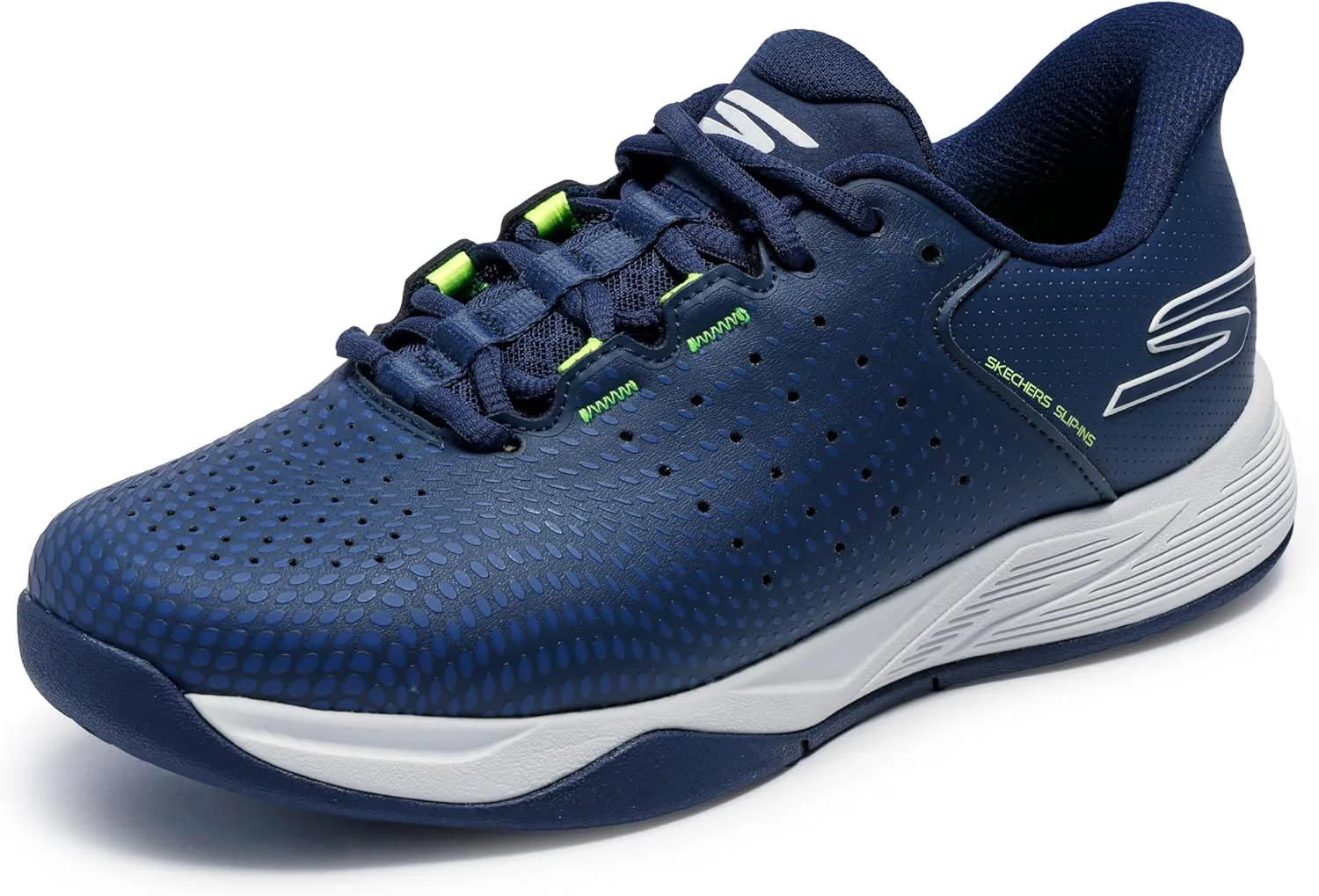 Мужские кроссовки Skechers Viper Court Reload с легким надеванием без рук, темно-синий/желтый