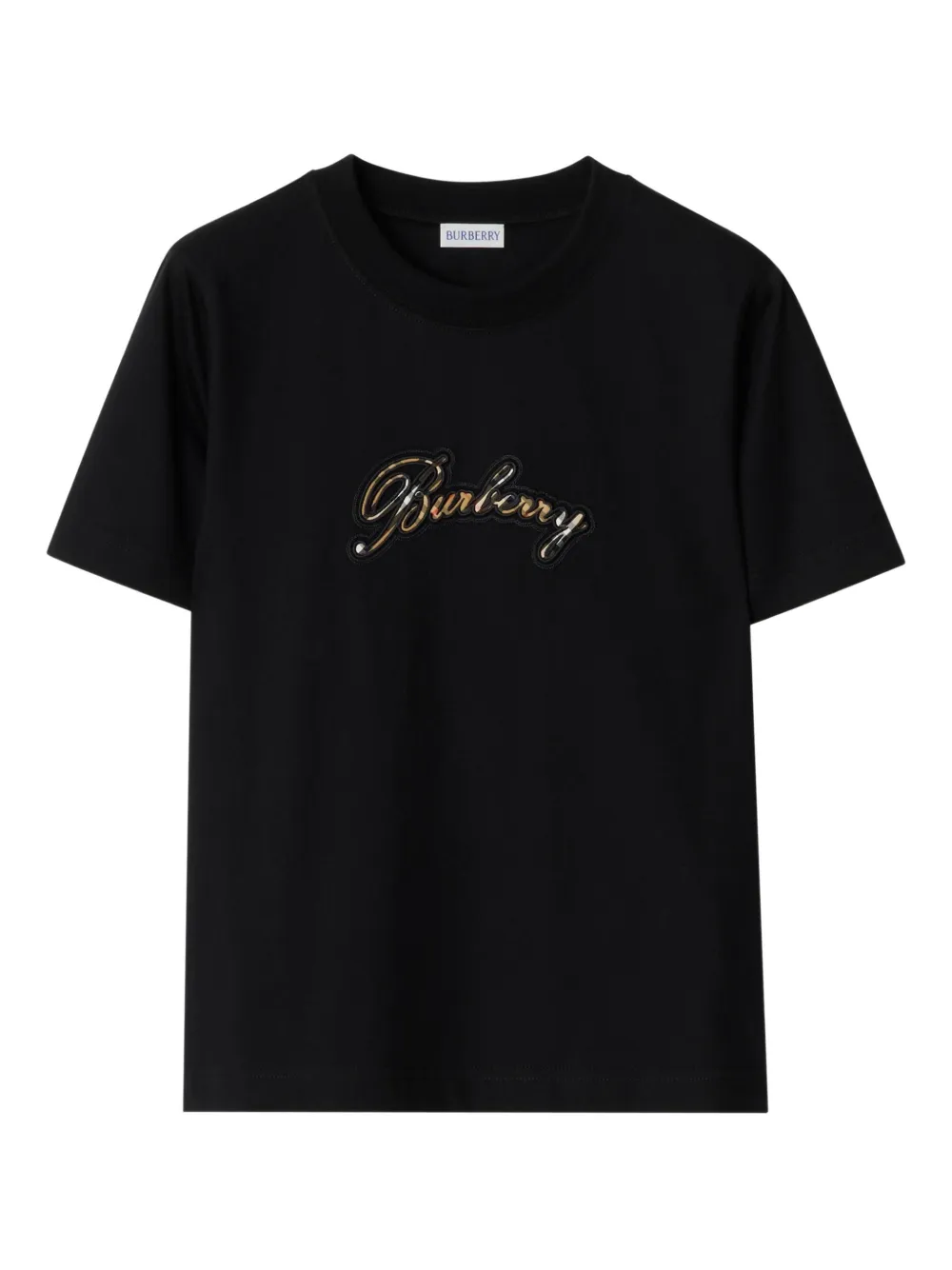 

Хлопковая футболка с логотипом, выполненным курсивом Burberry, черный